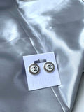 CC Small Classic Stud Earrings- WHITE/SILVER