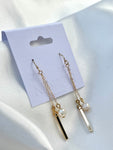 Gold Bar & Freshwater Pearl Drop Earring