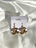 CC Quilted Drop Earrings- LIGHT GOLD