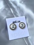 CC Small Classic Stud Earrings- WHITE/SILVER
