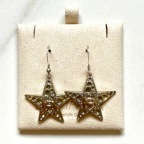 CC Star Drop Earrings-SILVER