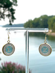 LV Swarovski Crystal Halo Drop Earrings- BLUE