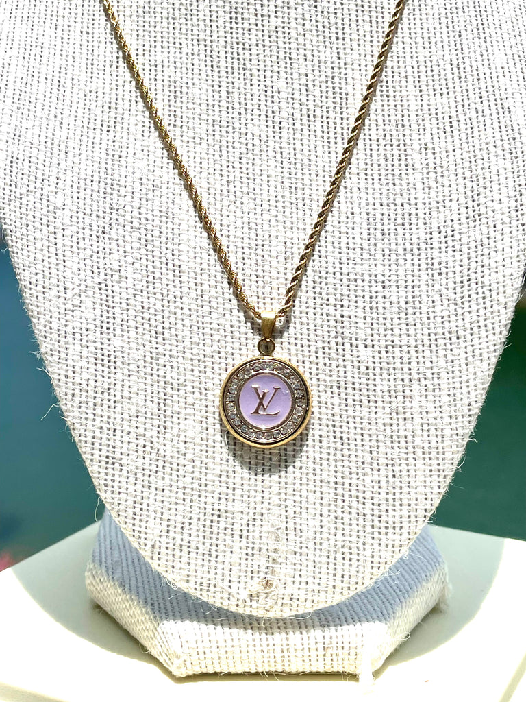 LV Purple & Gold Swarovski Halo Pendant Necklace – Nomad'r Lifestyle Company