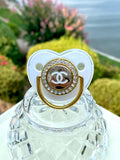 CC Baby Pacifier- WHITE/GOLD