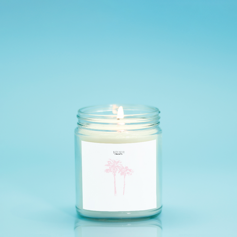 Pink Palm Tree Candle (Hand Poured 9 oz.)
