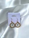 CC White & Gold Drop Earrings