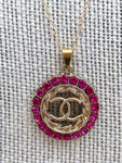 CC Rhinestone Necklace-PINK