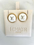 LV White & Gold Minimalist Stud Earrings