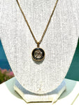 LV Pendant Necklace- BLACK/GOLD