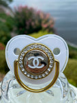CC Baby Pacifier- WHITE/GOLD