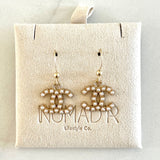 CC Pearl Drop Earrings- GOLD