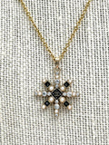 CC Pearl & Swarovski Crystal Snowflake Necklace