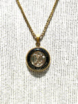 LV Pendant Necklace- BLACK/GOLD