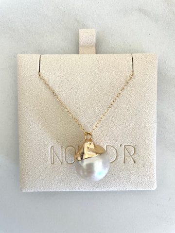 14k Gold-Filled Large Pearl Pendant Necklace