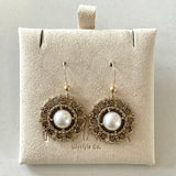 CC Antique Pearl Drop Earrings- GOLD