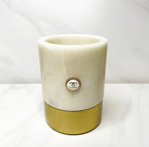 CC Inspired Marble Vase/Pencil Holder- GOLD