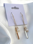 Gold Bar & Freshwater Pearl Drop Earring