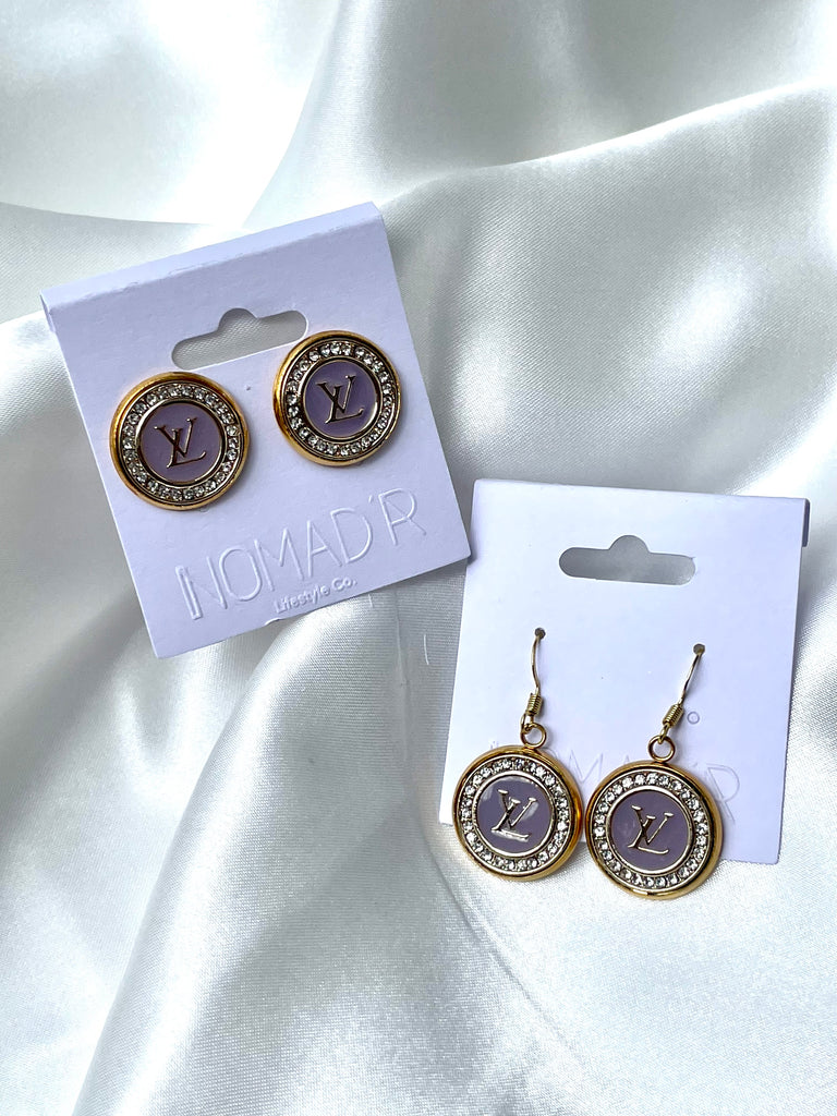 LV Purple & Gold Swarovski Crystal Stud Earrings – Nomad'r