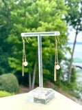 Gold Bar & Freshwater Pearl Drop Earring