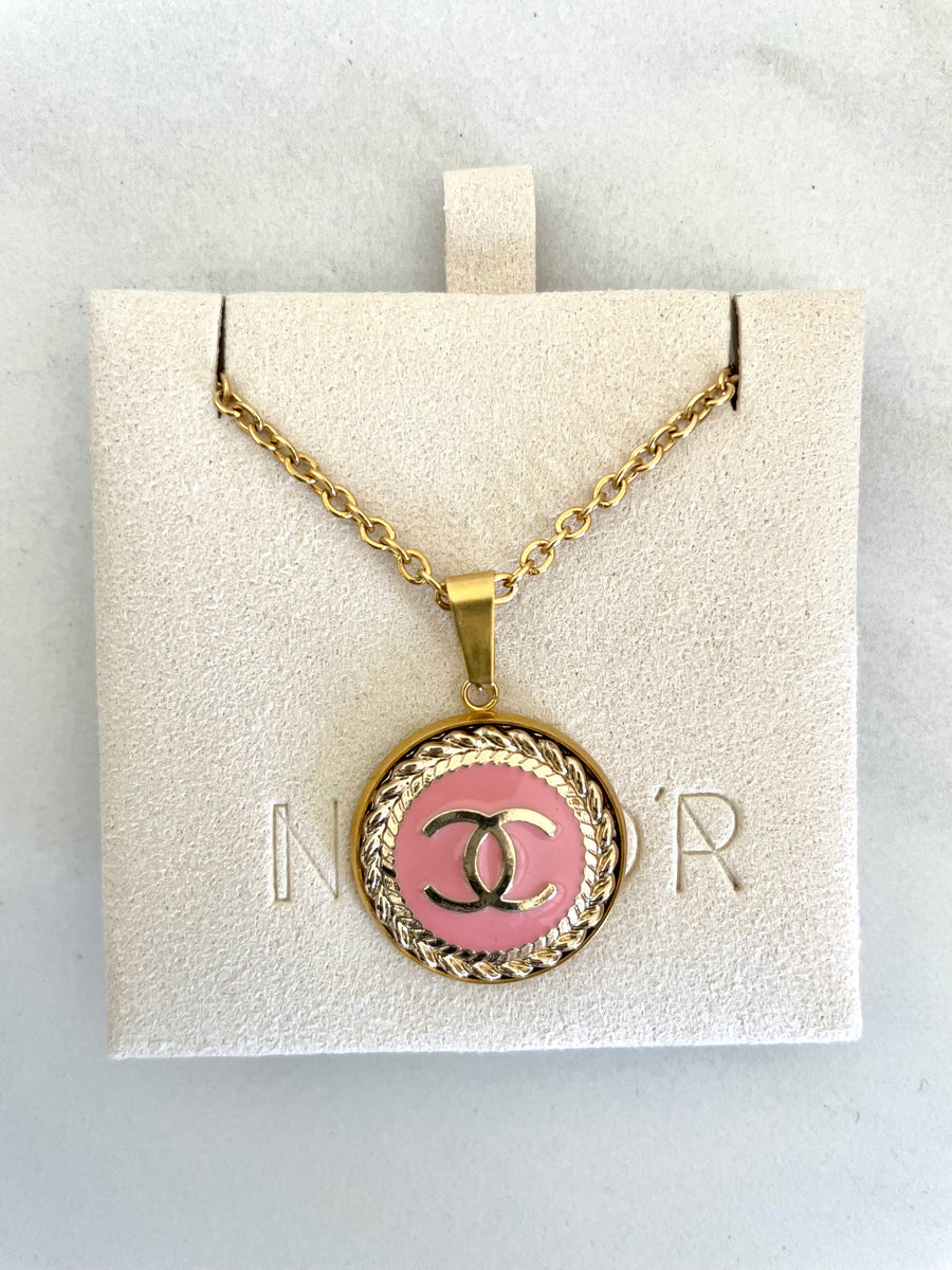 Chanel Pink Heart Reworked Vintage Button Necklace - $99 (80% Off