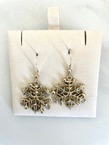 CC Silver-tone Snowflake Drop Earrings