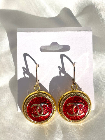 CC Shimmer Drop Earrings- RED