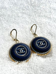 CC Medallion Drop Earrings- NAVY
