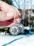 CC Snowflake Drop Earrings- SILVER/WHITE