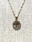 LV Swarovski Crystal Logo Necklace- GOLD