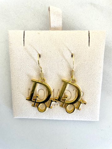 CD Logo Drop Earrings- GOLD