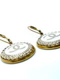 CC White & Gold Drop Earrings