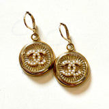 CC Peal Medallion Drop Earrings- GOLD