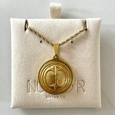 CD Medallion Pendant Necklace- GOLD