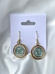 LV Swarovski Crystal Halo Drop Earrings- BLUE