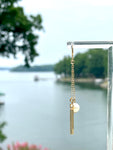 Gold Bar & Freshwater Pearl Drop Earring