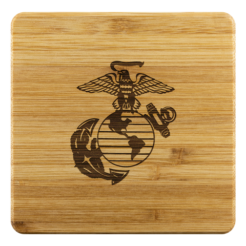 Marine Corps Emblem Bamboo Coasters