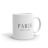 "Paris C'est La Vie- Black" White glossy mug