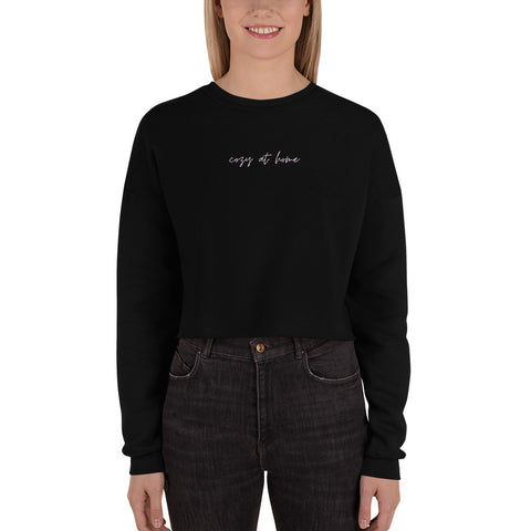 "COZY AT HOME- PINK" Crop Sweatshirt