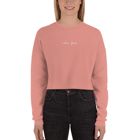 "CABIN FEVER- WHITE" Crop Sweatshirt