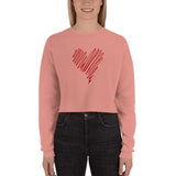 "Scribble Heart- RED" Crop Sweatshirt